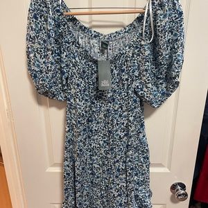 Blue flora boho dress